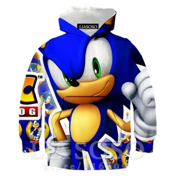 picture color Sonic 3D Модный пуловер худи Повседневная Толстовка с длинными рукавами 3D Одежда для мальчиков и девочек тонкий стиль детский свитер с героями мультфильмов - Цвет: picture color