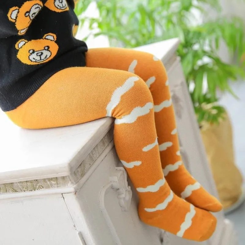 

Хлопковые колготки для девочек на весну и осень, трикотажные плотные колготки до колена для маленьких девочек