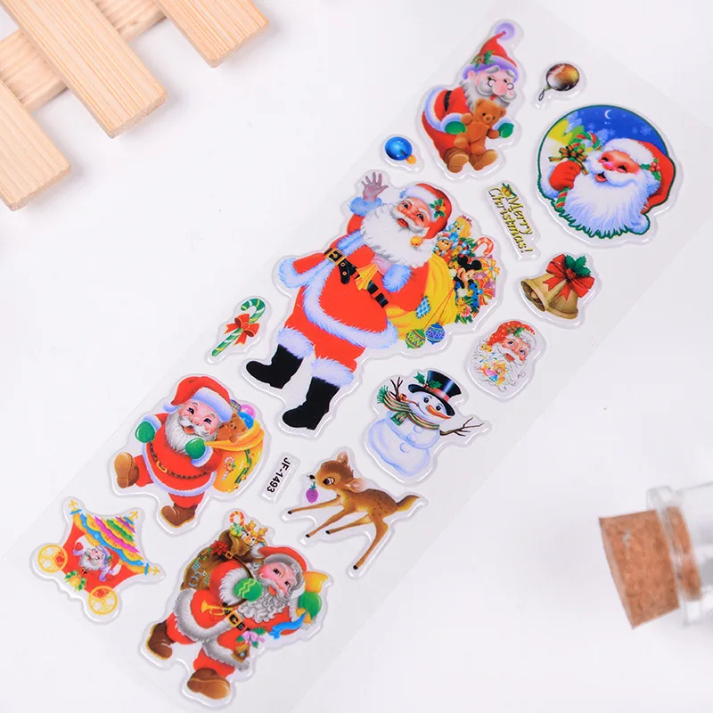 Pegatinas decorativas 3D de Navidad para ni&ntilde;os, 6 hojas, Santa Claus en forma de mu&ntilde;eco de nieve, pegatina, bricolaje, &aacute;lbum de recortes, Juguetes Divertidos para ni&ntilde;os, regalo de Navidad-5