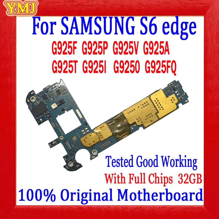 Оригинальная разблокированная материнская плата 32 ГБ для Samsung Galaxy S6 Edge G925F с