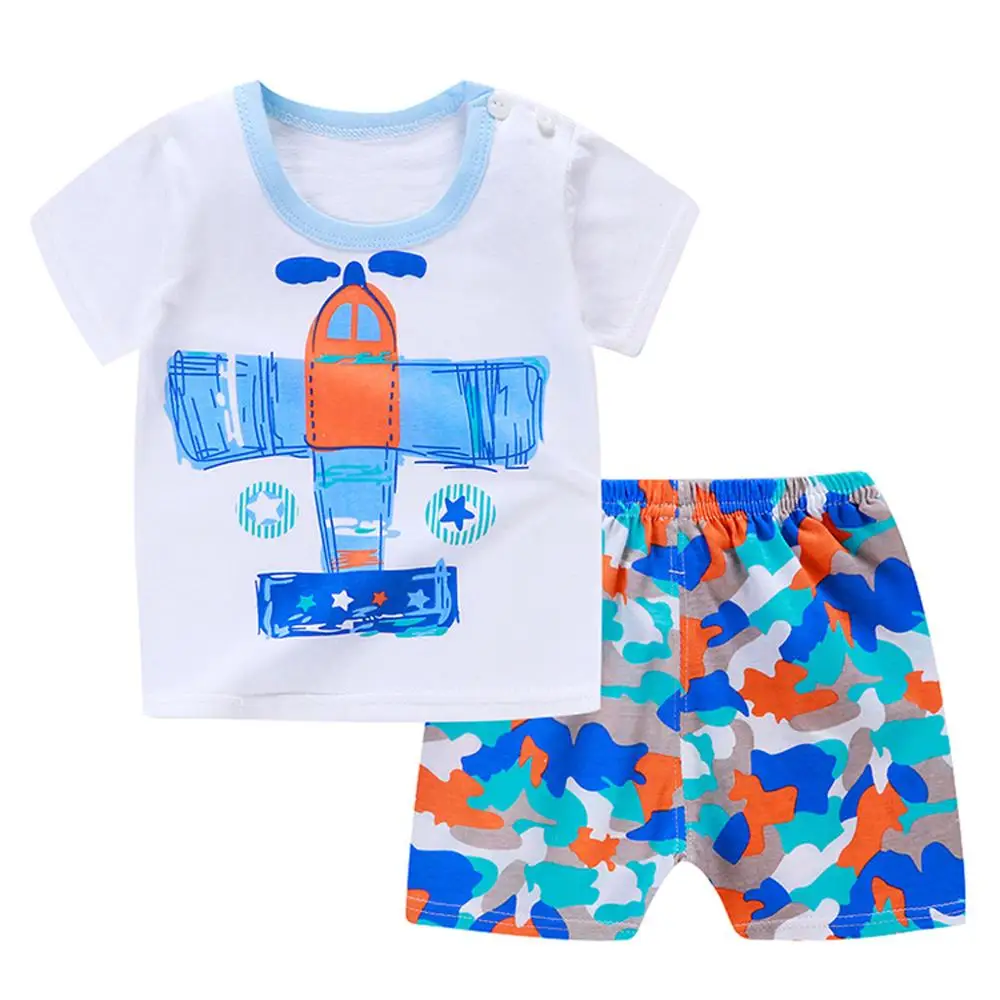 Baby Boys Girls Short Sleeve Cartoon Tops Shirt Pants Outfits Set Casual | Детская одежда и обувь