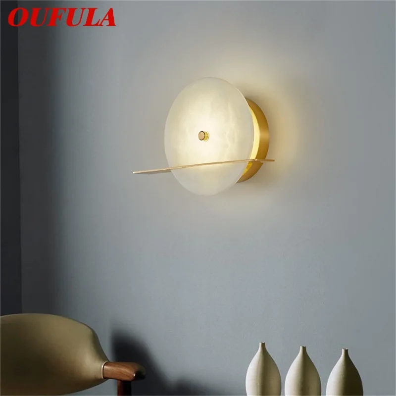 

OUFULA BrassÂ Indoor WallÂ LightÂ White Marble Sconce Lamp Luxury LED Balcony For Home Corridor Bedroom