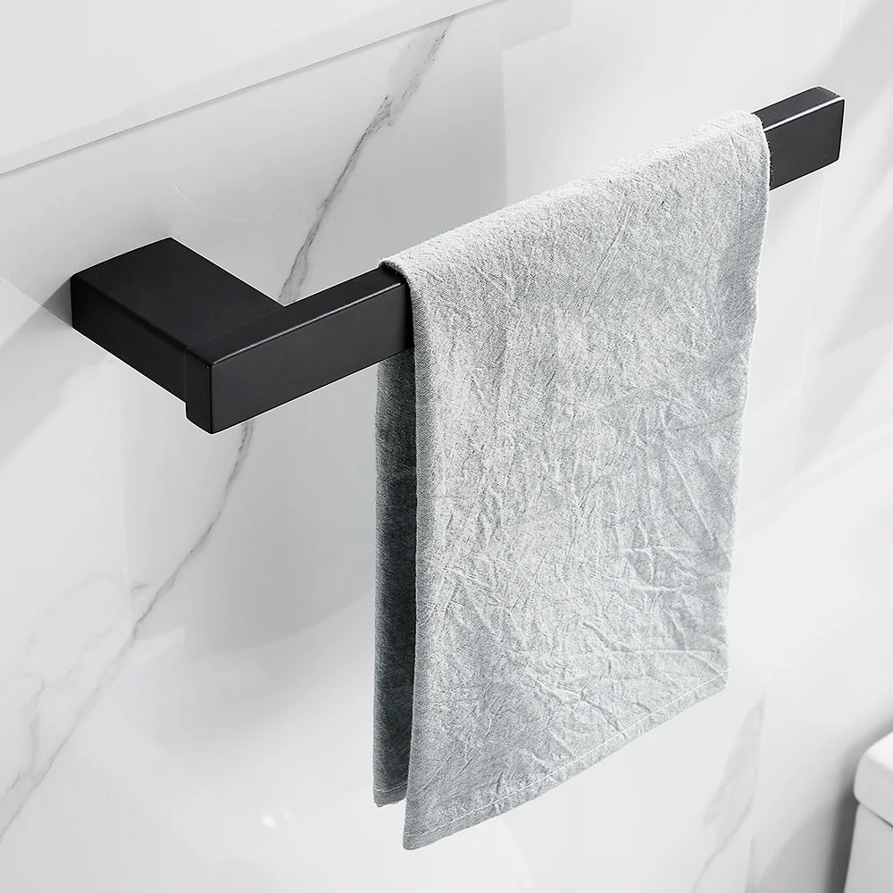 matte black 3 piece bathroom accessories set stainless steel wall mount includes 12 towel rack bar toilet paper robe hook free global shipping
