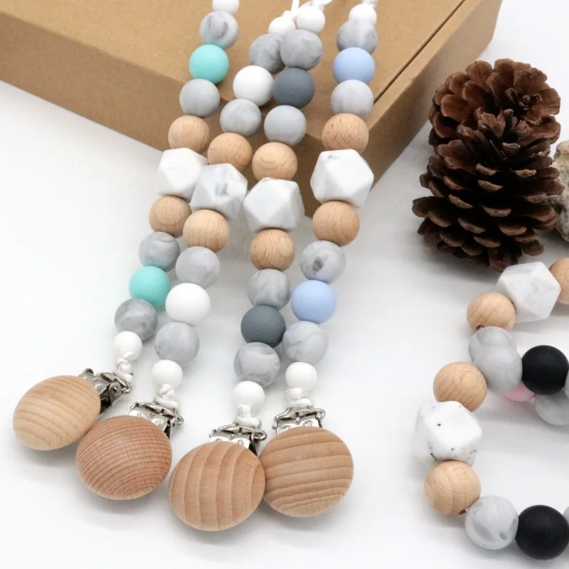 

Baby Pacifier Clip Chain Wooden Holder Soother Leash Strap Nipple Holder for Infant Baby Nipple Bottle Baby Accessories Gifts