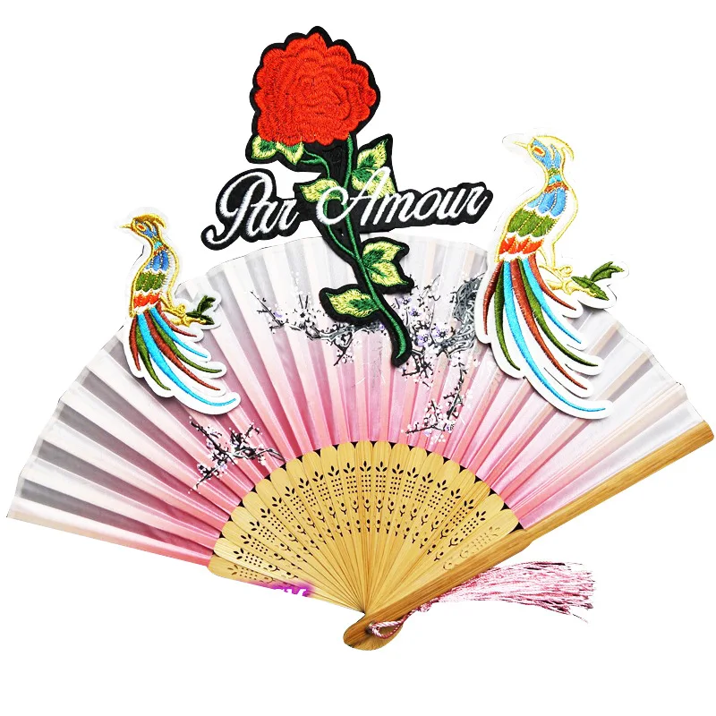 

10 шт./лот модные большие вышитые нашивки с надписью «розовая птица» для украшения одежды, сумки, термопереводные Симпатичные нашивки «сдела...