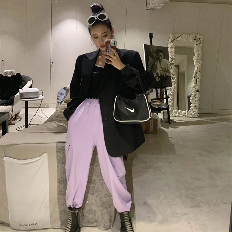 

2020 Women Autumn Winter Suit Blazer Casual Breasted Pocket Women's Blazer Dress Suits Elegant Three Color Loose Coat Streetwear