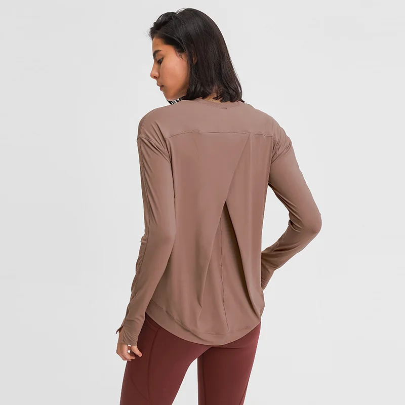 

Loose Fit Sport Training Workout Long Sleeve Shirts Women Lightweight Anti-sweat Yoga Fitness Shirts with Thumb Hole