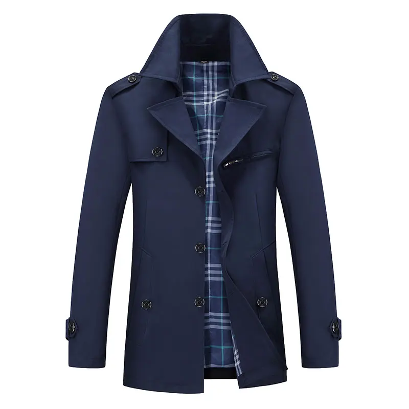 Мужская Осенняя ветровка мужской длинный Тренч для отдыха мужское однотонное