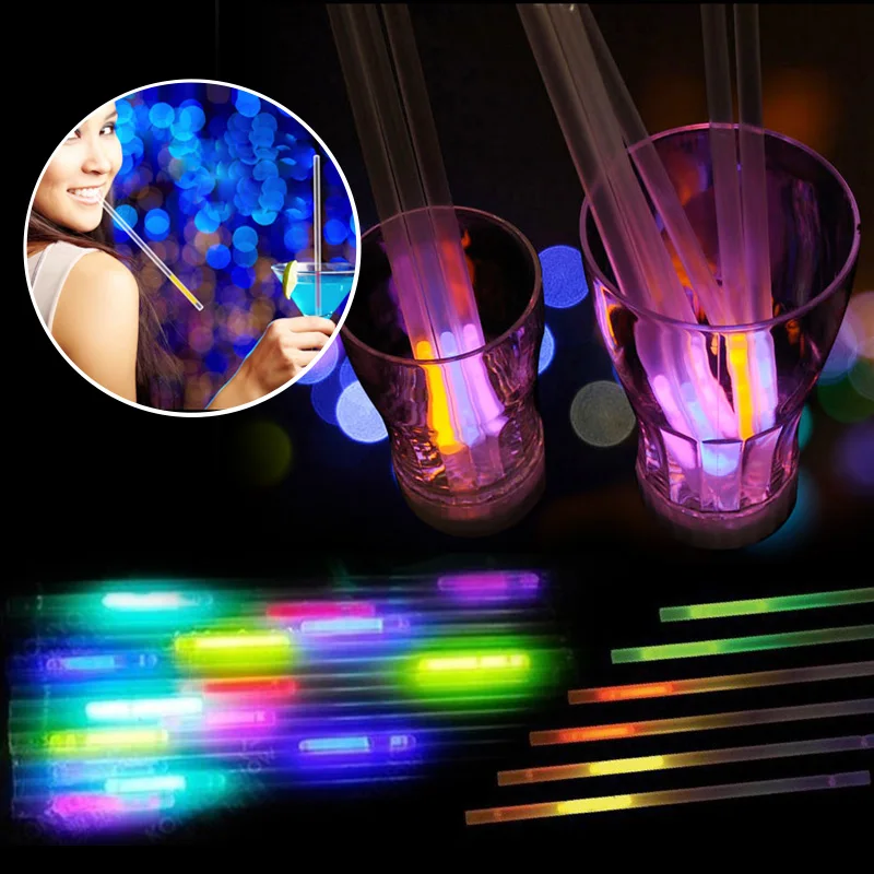 Светящиеся соломинки для напитков 100 шт. флуоресцентные украшения свадьбы сделай