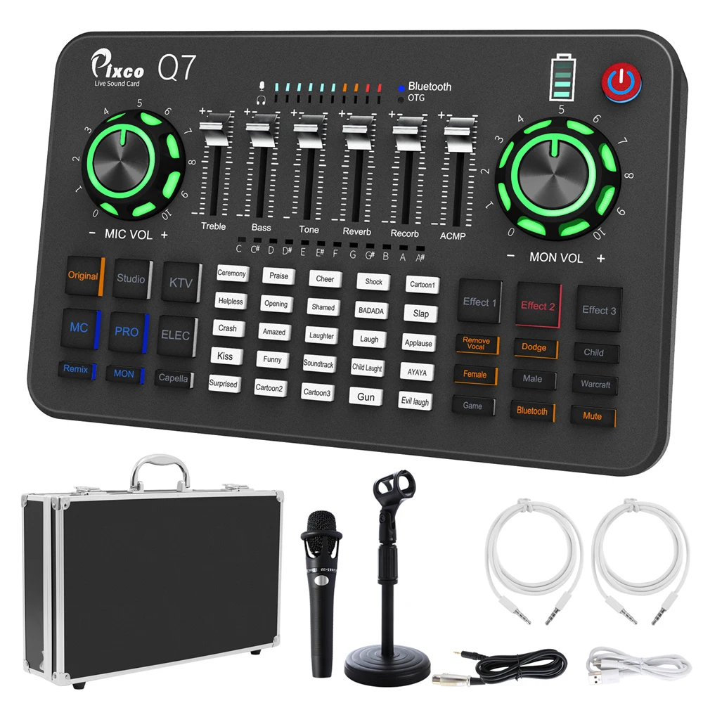 Pixco Q7 Bluetooth аудио живая звуковая карта E300 микрофон микшер доска DJ конденсаторный