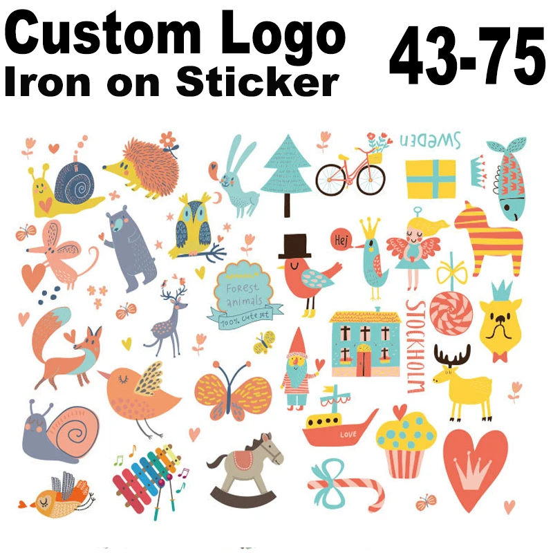 Custom Brand Patches Heat transfer Sticker Iron On logo Patch Fashion Sticker DIY Decoration