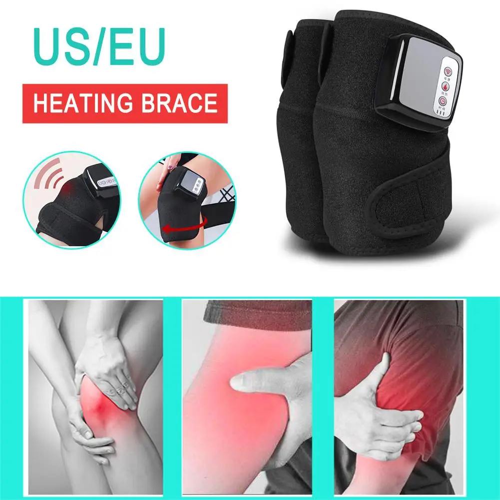 

Массажер для колена с подогревом, Вибрационный бандаж для колена, нагревательный массаж для облегчения боли, спортивные наколенники