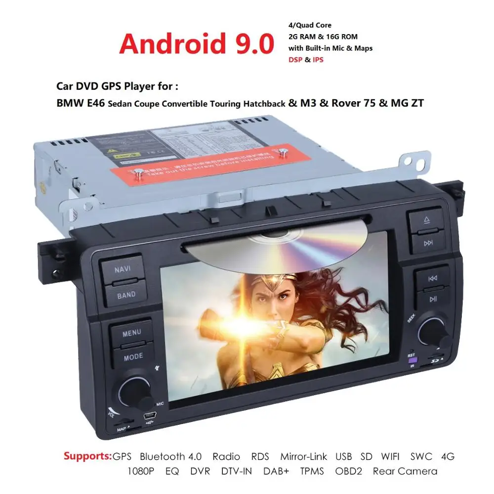 1 Din Android 9 0 Автомобильный DVD плеер для BMW E46 M3 318/320/325/330/335 Rover 75 1998 2006 gps навигации BT Wi