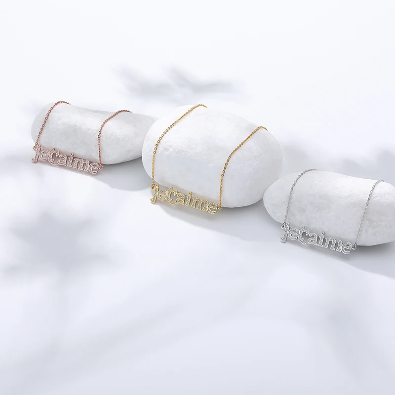 Золото с украшением в виде кристаллов цепочка из циркона французских букв I Love You