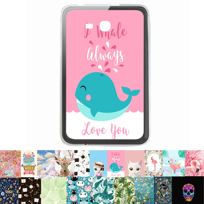 Мягкий с рисунком из ТПУ чехол для samsung Galaxy Tab 3 lite 7,0 tab 3 V VE SM-T110 T111 T113 SM-T116NU прозрачная на планшет задняя крышка