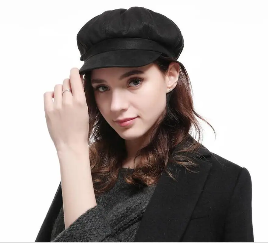 

Fashion Unisex Octagonal Hats Autumn Sailor Hats For Women Black Grey Female travel hat