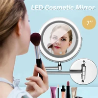 7inch led light wall mount extending folding double side makeup mirror 10x magnification bath shaving chrome bronze finish