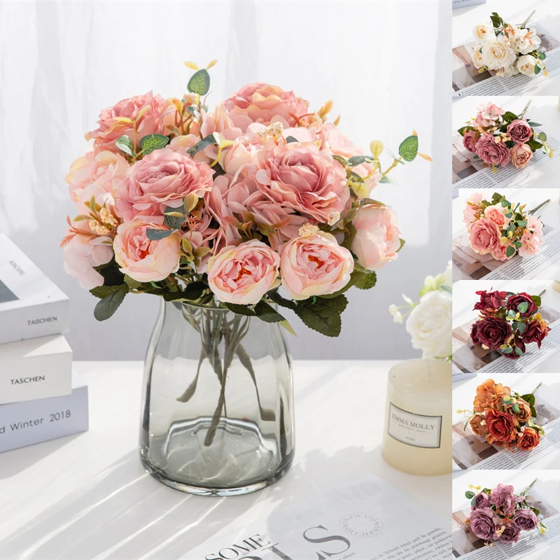 Имитация розы розовая фотография искусственные цветы букет фотографий для