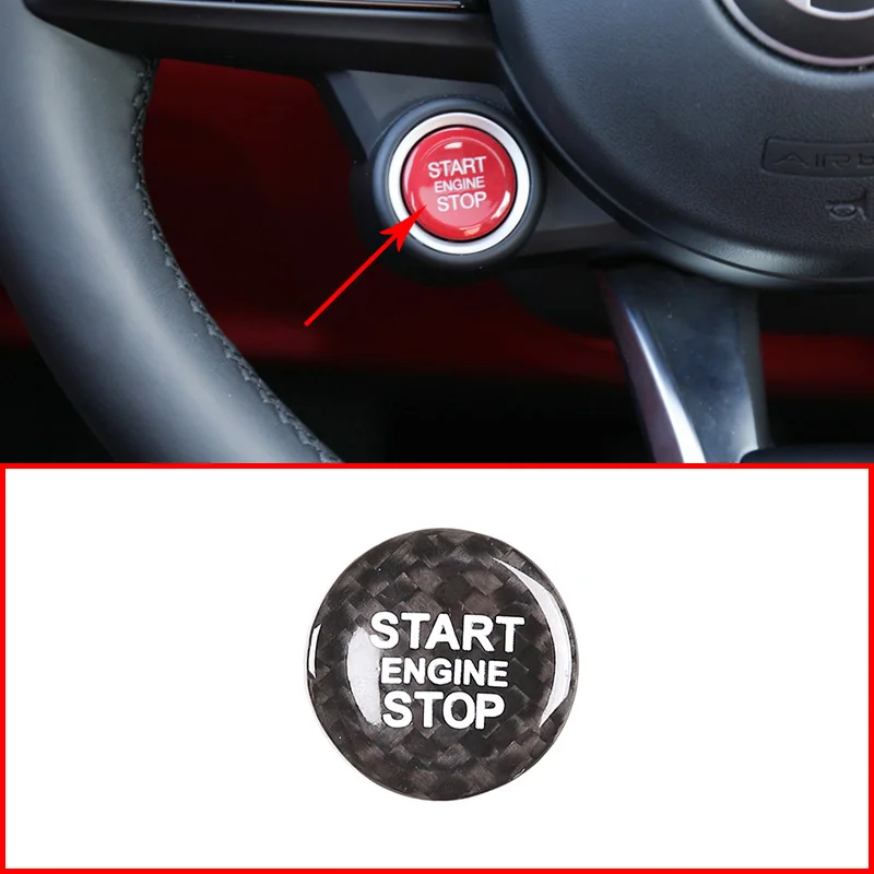 

Car Interior Carbon Fiber Engine Start Stop Button Cover Trim Accessories For Alfa Romeo Giulia Stelvio