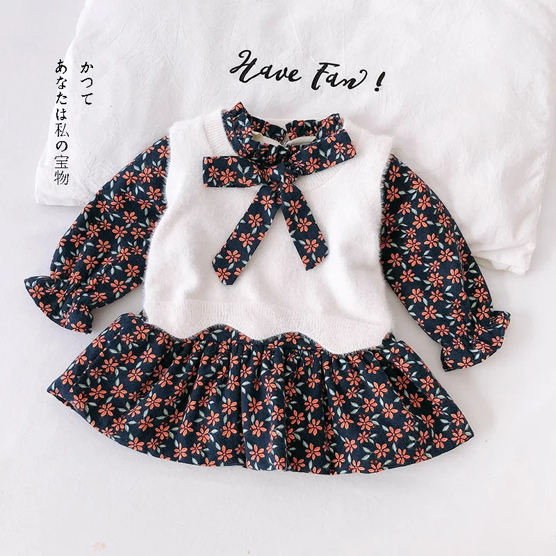 Комплекты одежды для девочек детская одежда осеннее модное стильное платье +