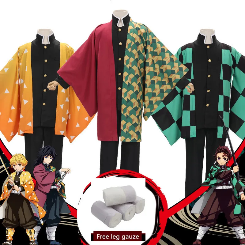 Демон убийца: Kimetsu без Yaiba мужские камадо Tanjirou Косплей накидка костюмы полные