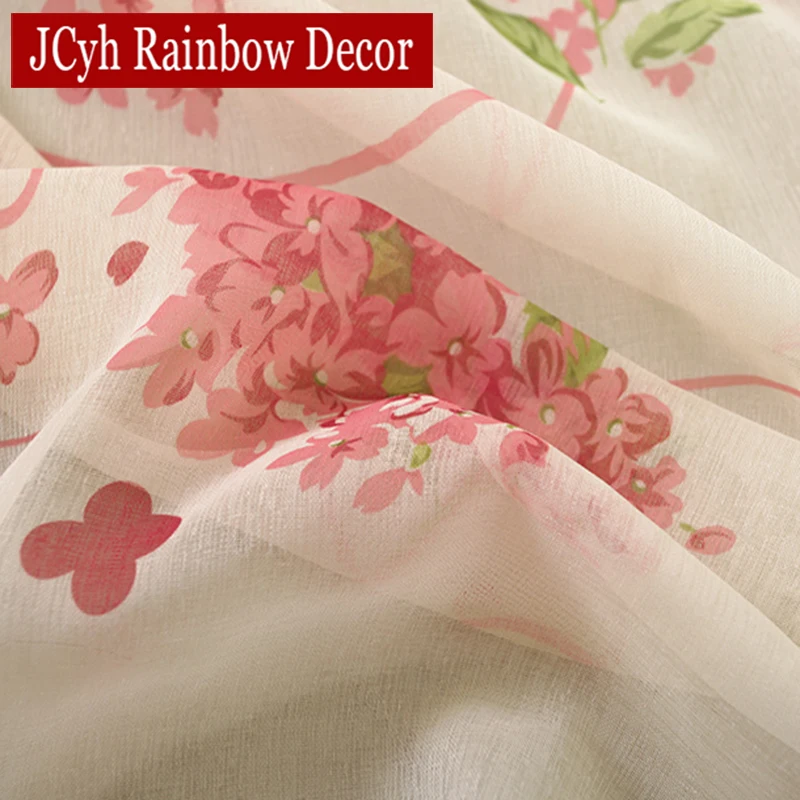 Современные розовые светонепроницаемые занавески с цветочным рисунком для