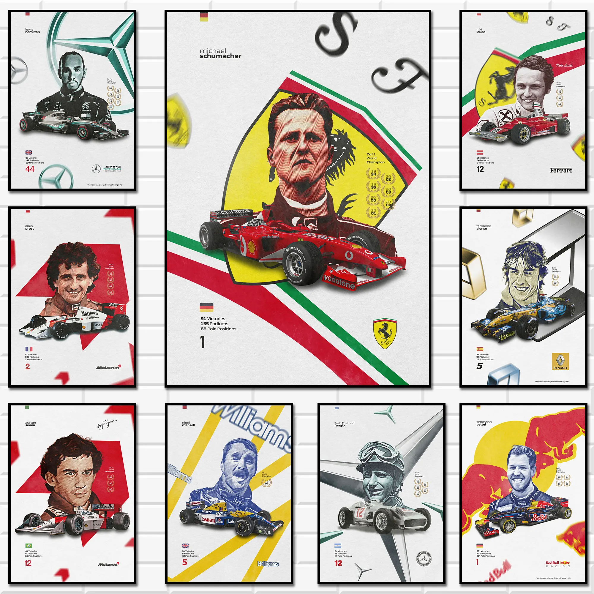 

F1 Formula 1 Legend Figure Racing Car Poster Print Canvas Painting Home Decor Wall Art Picture For Living Room