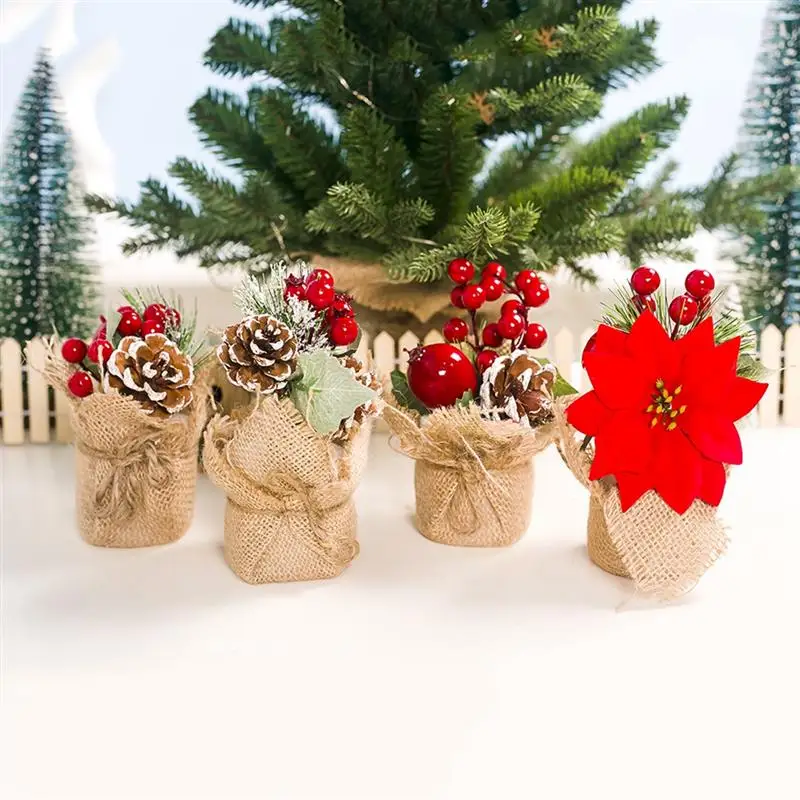 

1pc Christmas Ornaments Simulation Fake Pinecone Berry Flower Desktop Ornament Xmas Decor Accessories Party Supplies