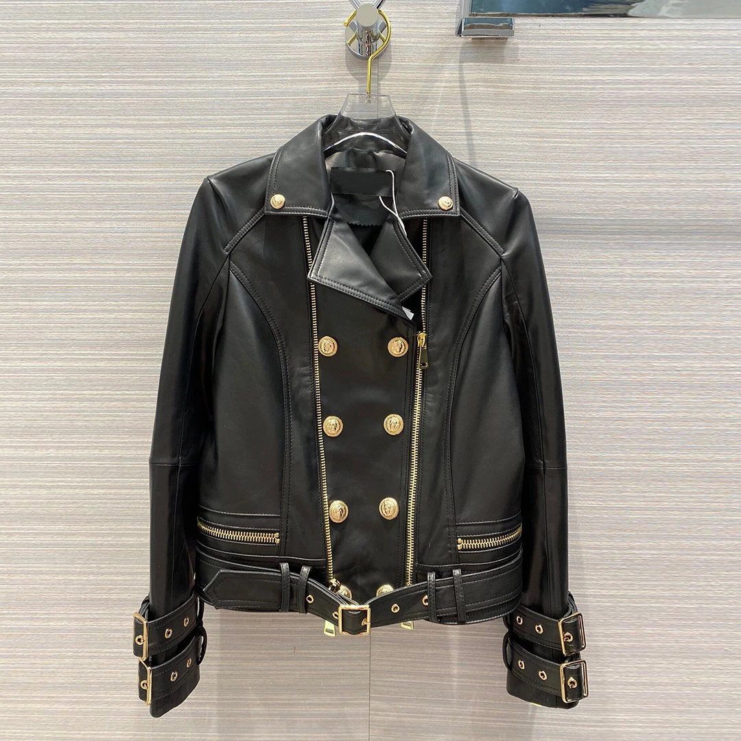 Женская кожаная куртка из 100% овечьей кожи наивысшего качества на молнии с