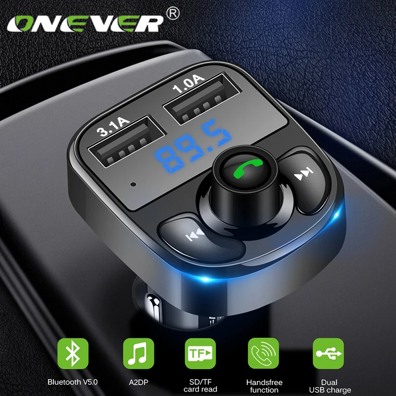 Onever 5v4. 1A fm-передатчик Aux модулятор Bluetooth Handsfree автомобильный комплект автомобильный аудио mp3-плеер Быстрая зарядка двойной USB Автомобильное зарядное устройство