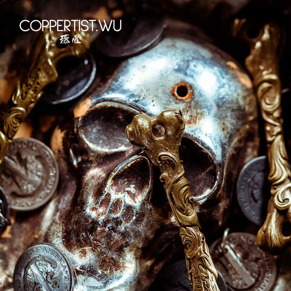 COPPERTIST.WU брелок с узором в виде костей подвески металлический ручной работы для