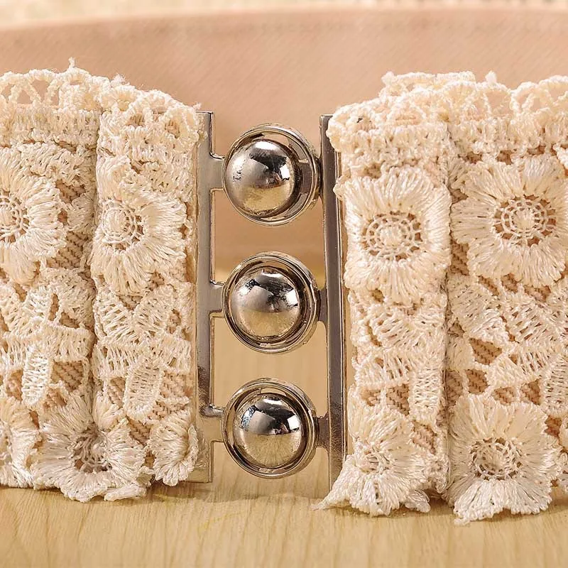 Elastic Wide Lace Belts for Women Vintage Retro Casual Dresses Waist Belt Self-Fasten Tie Design White Chiffon belt BL208 | Аксессуары