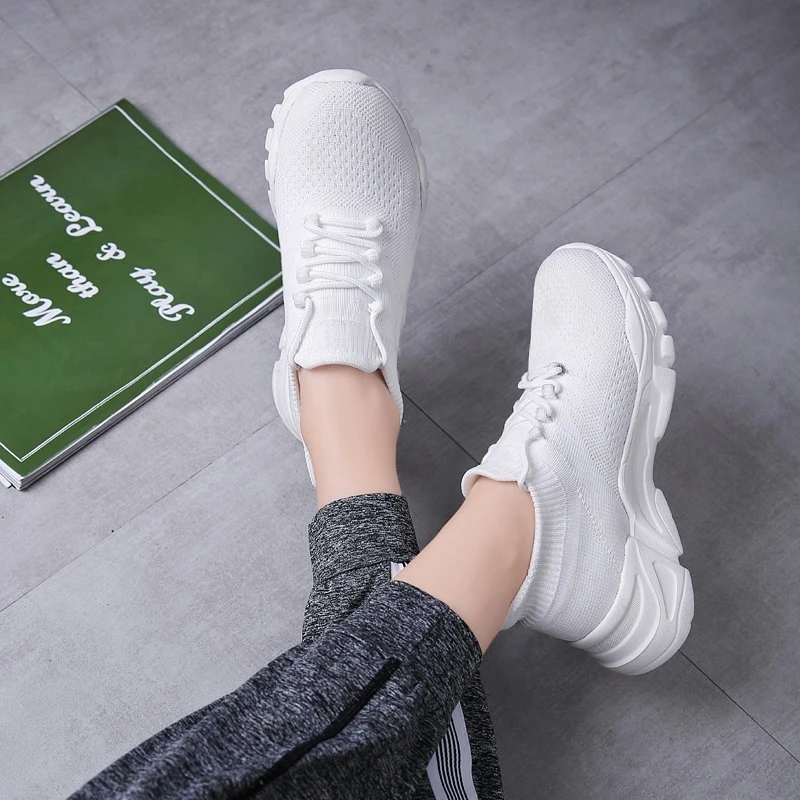 Кроссовки носки женские на платформе удобная дышащая обувь для бега