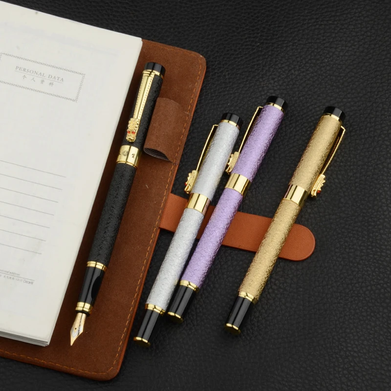 Ручка перьевая металлическая с кристаллами дракона классический дизайн для