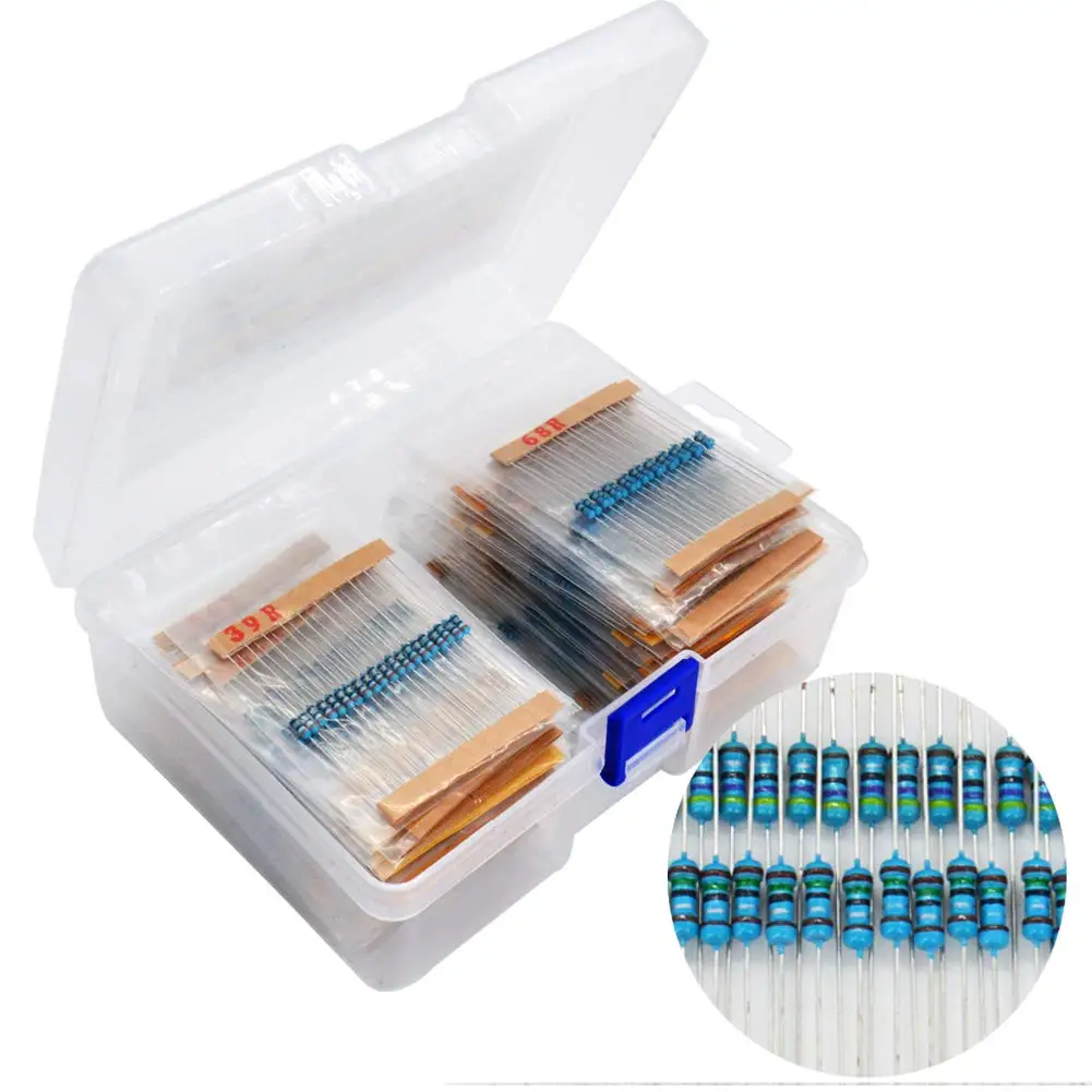 

1W Metal Film Resistor Assorted Kit ,50 Values 1 ohm - 1M ohm 1% Set of Resistors Box Pack 47R 75R 100R 120R 10K 15K 330K 470K