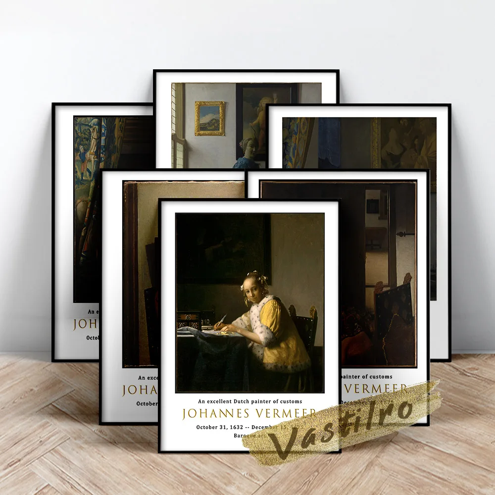 

Johannes Vermeer Art Prints Exhibition Museum Canvas Painting Retro Poster Wall Decor Picture Modern Home Decor Wall Stickers