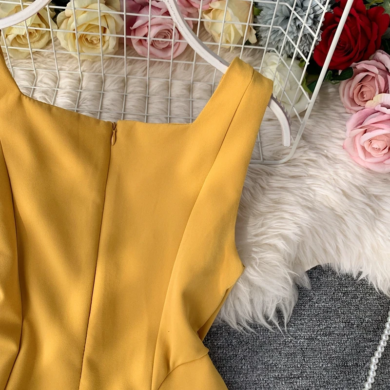 Винтажное тонкое летнее осеннее короткое платье на пуговицах, vestido de festa, сарафан на бретелях, Повседневные Вечерние женские платья трапециевидной формы с высокой талией