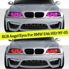 Дневной светильник для BMW E46 325i 325xi 330i 330xi, 4 шт., многоцветный, RGB, изменяемый, LED SMD, гало, ангел, глаза демона, дневной свет, с HID1999-2005