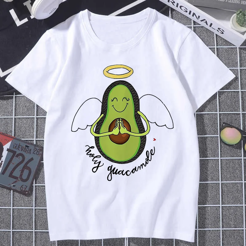 

Women's t-shirts Fun Cartoon Avocado Short Sleeve O-neck T Shirt Summer Harajuku 90s Korean Style Tshirt Fashion Tops Tee Female