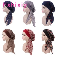 muslim women cotton turban hat scarves pre tied cancer chemo chemotherapy bandana headwear headwrap hair loss accessories