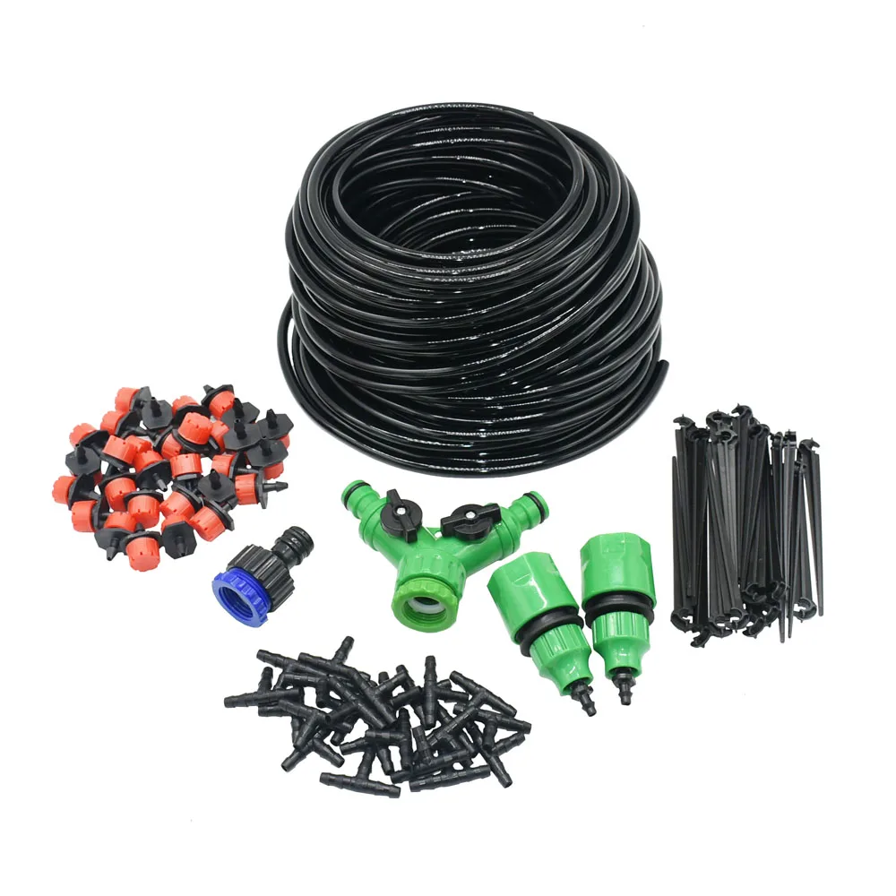 50M-5M DIY Drip Irrigation System Automatic Watering Garden Hose Micro Drip Watering Kits with Adjustable Drippers