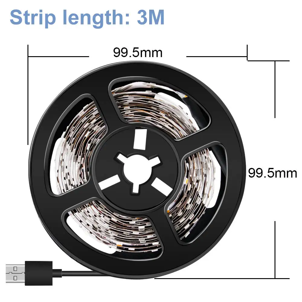 3m 180leds Светодиодная лента 0,5 м~ 5 м, штепсельная вилка европейского и американского стандарта, 220 В, USB, 5 В, светодиодная лента для телевизора, лампа с подсветкой, 2835 SMD, декоративное освещение для помещений, светодиодный Navidad - Испускаемый цвет: 3m 180leds