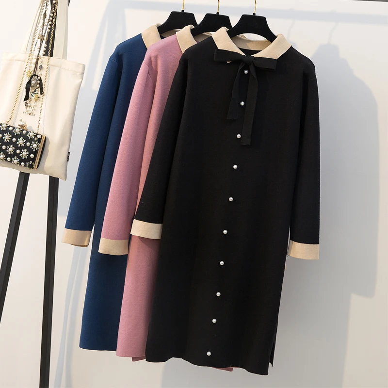 Женская одежда большого размера вязаное платье для полных сестер длинная юбка