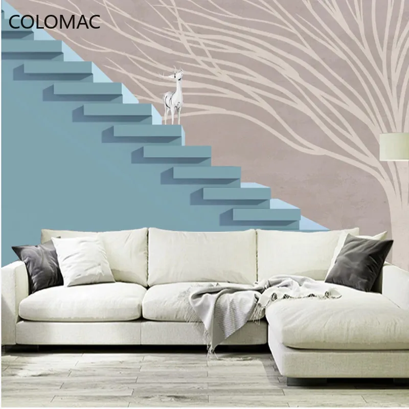 

Обои в скандинавском стиле с изображением лестницы и оленя