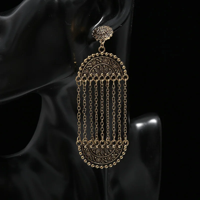 Женские Висячие серьги оверсайз классические овальные с металлической