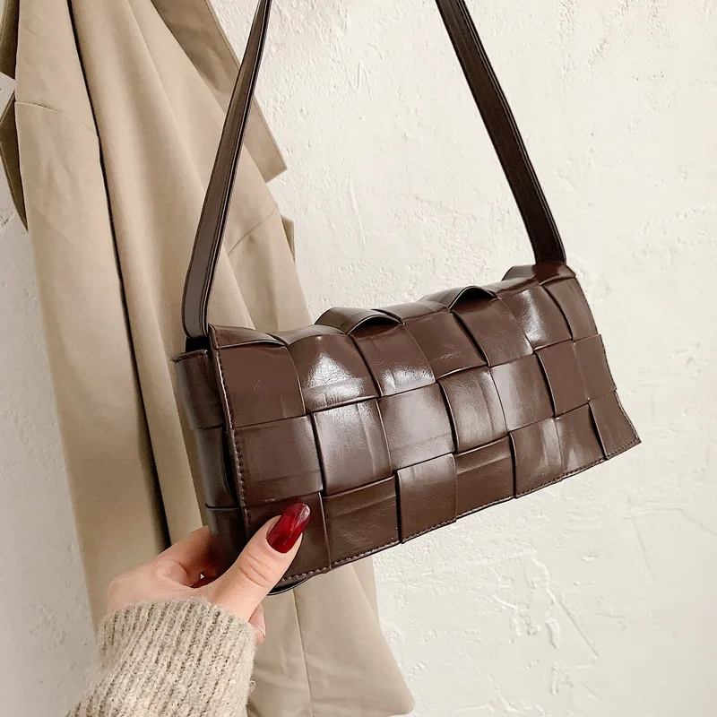 

Quality Fashion Woven Soft Leather Women Shoulder Crossbody Bags 2021 New Luxury Designer Handbag Purses Female Messenger Bags