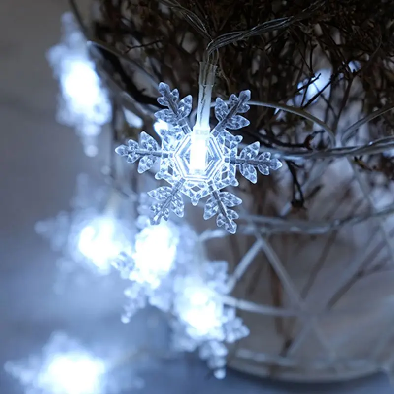 

Snowflake 20 LED Cool White Snowflake Patio String Lights for New Year Christmas Commercial Decor Fairy Lighting Dropshipping