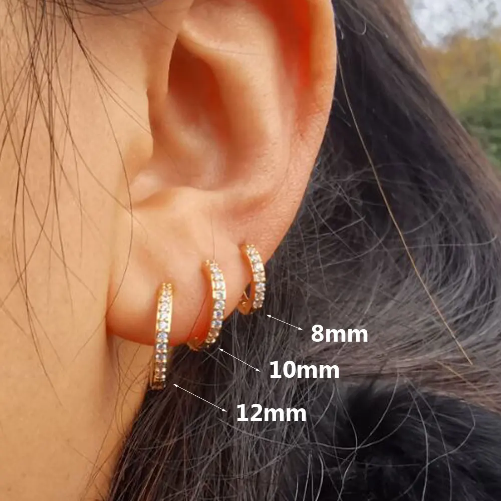 

Single Ear Simple Rhinestone Huggies Hoop Earrings Girl Tiny Rings Cartilage Small Helix Conch Earlobe Tragus Circle Men Hoops