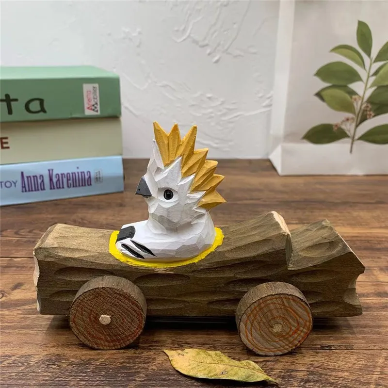 Simulation Model Wooden Children's Educational Toy Trolley Cute Animal Car Children's Room Desktop Decoration Birthday Gift - Color: F
