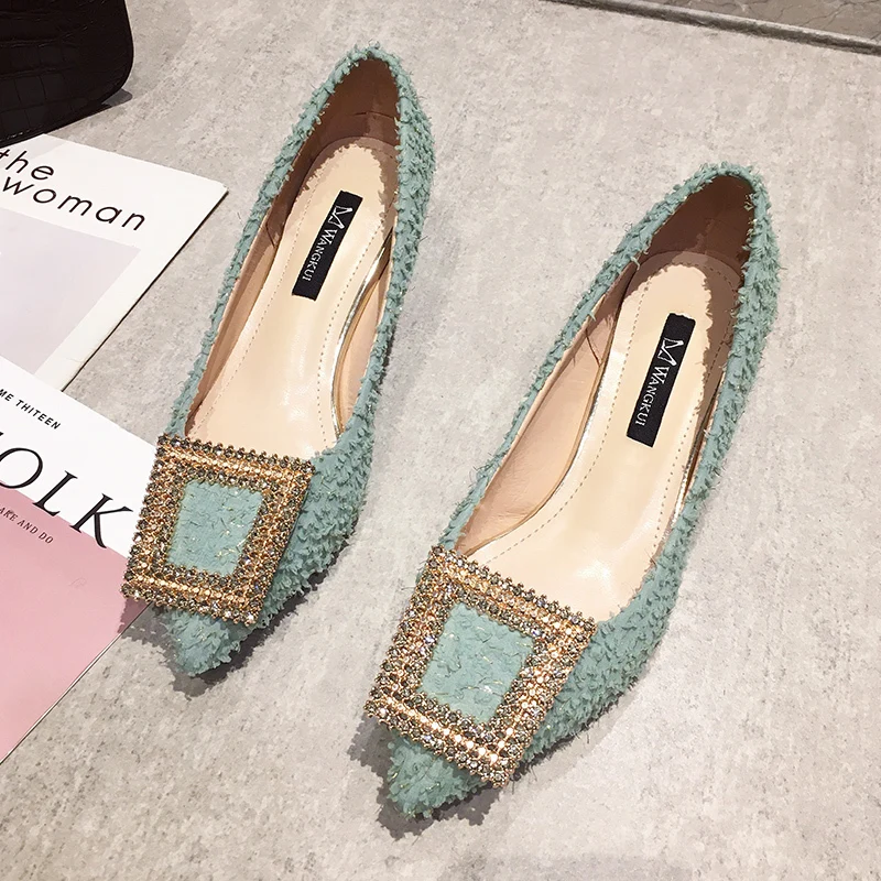 

Fashion Buckle Pumps Women High Heel Shoes Elegant Rhinestone Ladies Office Shoes Pointed Toe Women Party Wedding Shoes Pumps